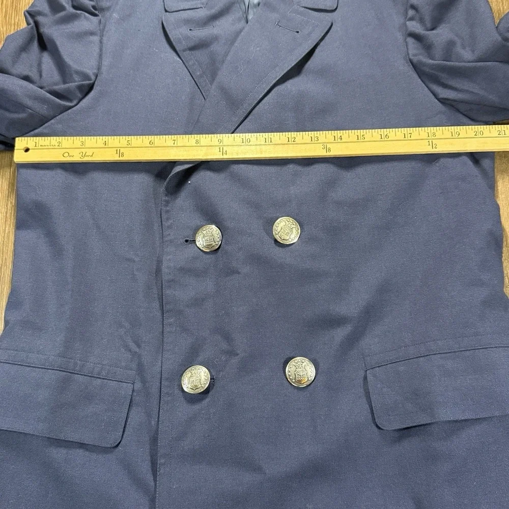 Vintage 1972 US Military Dress Overcoat 37R Men's Blue Wool Blend